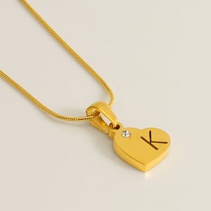 Collier avec pendentif unisexe en acier inoxydable plaqué Couleur or 18 carats avec lettre K simple série 1 pièce h5 